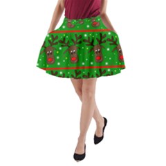 Reindeer Pattern A-line Pocket Skirt by Valentinaart