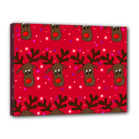 Reindeer Xmas Pattern Canvas 16  X 12  by Valentinaart