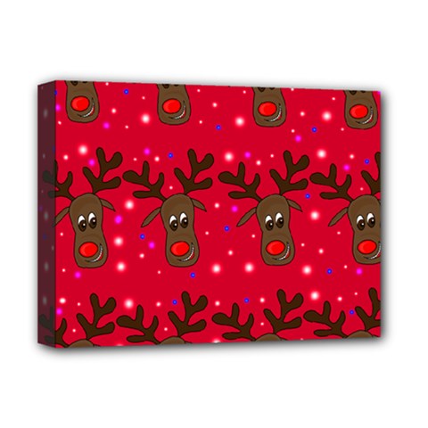 Reindeer Xmas Pattern Deluxe Canvas 16  X 12   by Valentinaart