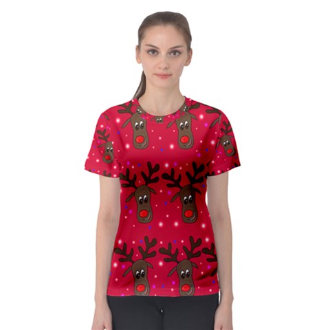 Reindeer Xmas Pattern Women s Sport Mesh Tee by Valentinaart