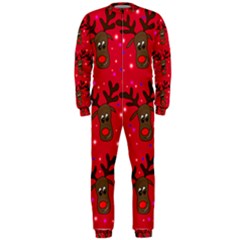 Reindeer Xmas Pattern Onepiece Jumpsuit (men)  by Valentinaart