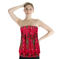 Reindeer Xmas Pattern Strapless Top