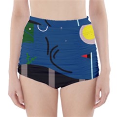 Abstract Night Landscape High-waisted Bikini Bottoms