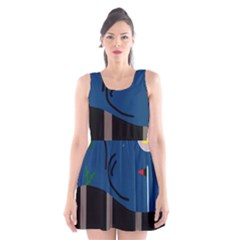 Abstract Night Landscape Scoop Neck Skater Dress