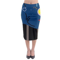 Abstract Night Landscape Midi Pencil Skirt