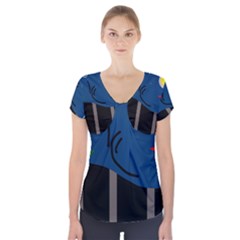 Abstract Night Landscape Short Sleeve Front Detail Top