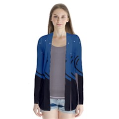 Abstract Night Landscape Drape Collar Cardigan