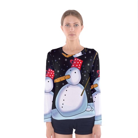 Lonely Snowman Women s Long Sleeve Tee by Valentinaart