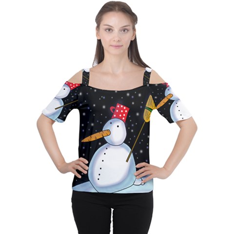 Lonely Snowman Women s Cutout Shoulder Tee by Valentinaart