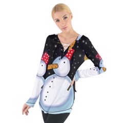 Lonely Snowman Women s Tie Up Tee by Valentinaart