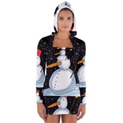 Lonely Snowman Women s Long Sleeve Hooded T-shirt by Valentinaart