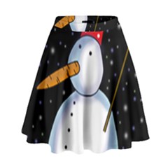 Lonely Snowman High Waist Skirt by Valentinaart