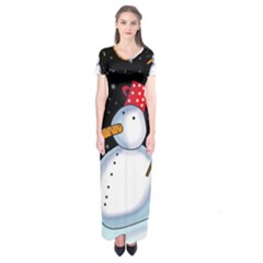 Lonely Snowman Short Sleeve Maxi Dress