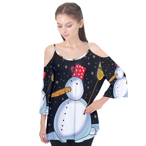 Lonely Snowman Flutter Tees by Valentinaart