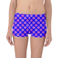 Bright Mod Pink Circles On Blue Boyleg Bikini Bottoms