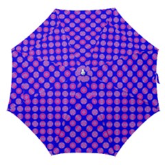 Bright Mod Pink Circles On Blue Straight Umbrellas