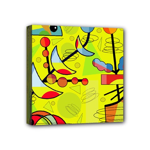 Happy Day - Yellow Mini Canvas 4  X 4  by Valentinaart