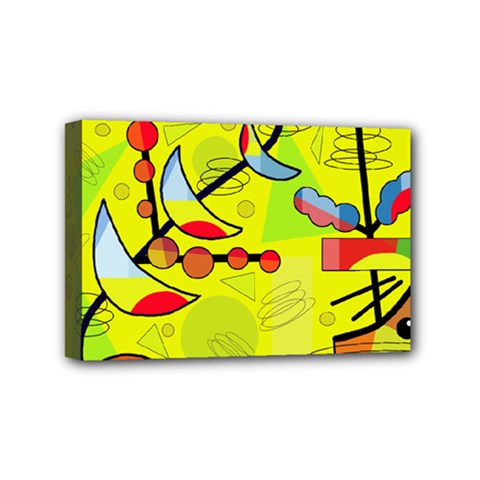 Happy Day - Yellow Mini Canvas 6  X 4  by Valentinaart