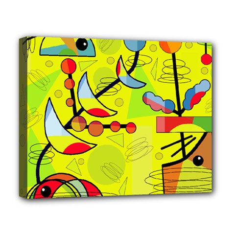 Happy Day - Yellow Deluxe Canvas 20  X 16   by Valentinaart