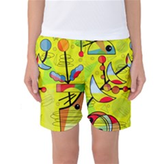 Happy Day - Yellow Women s Basketball Shorts by Valentinaart