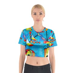 Happy Day - Blue Cotton Crop Top