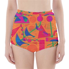 Happy Day - Orange High-waisted Bikini Bottoms by Valentinaart