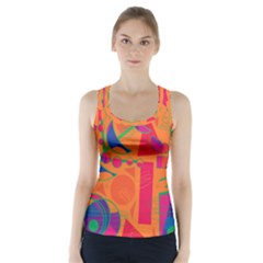 Happy Day - Orange Racer Back Sports Top by Valentinaart