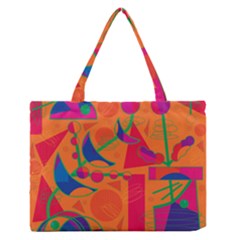 Happy Day - Orange Medium Zipper Tote Bag