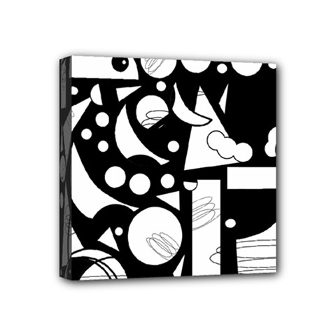 Happy Day - Black And White Mini Canvas 4  X 4  by Valentinaart