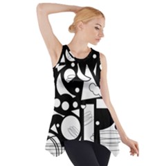 Happy Day - Black And White Side Drop Tank Tunic by Valentinaart