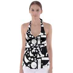 Happy Day - Black And White Babydoll Tankini Top