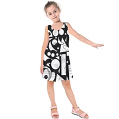 Happy Day - Black And White Kids  Sleeveless Dress