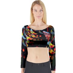 Magical Night  Long Sleeve Crop Top by Valentinaart