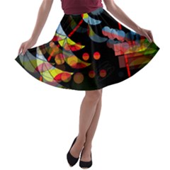 Magical Night  A-line Skater Skirt by Valentinaart