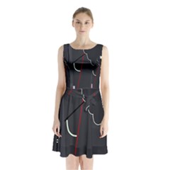 Plug In Sleeveless Chiffon Waist Tie Dress