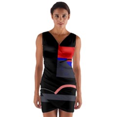 Geometrical Abstraction Wrap Front Bodycon Dress