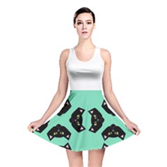 Black Cat Face Reversible Skater Dress by RanmasterCraft