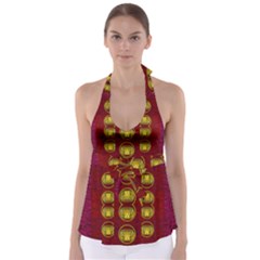 Skull Hands In A Flower Scenery Babydoll Tankini Top