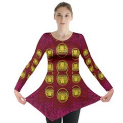 Skull Hands In A Flower Scenery Long Sleeve Tunic 