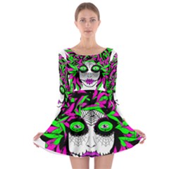 Spidie Lady Sugar Skull Long Sleeve Skater Dress