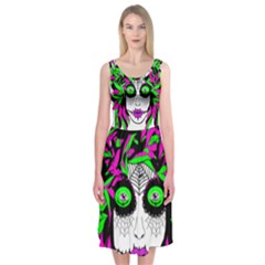 Spidie Lady Sugar Skull Midi Sleeveless Dress