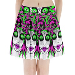 Spidie Lady Sugar Skull Pleated Mini Skirt