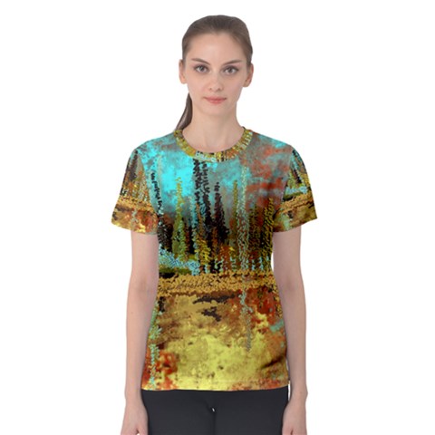 Autumn Landscape Impressionistic Design Women s Sport Mesh Tee by digitaldivadesigns