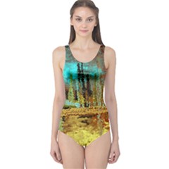 Autumn Landscape Impressionistic Design One Piece Swimsuit