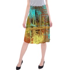 Autumn Landscape Impressionistic Design Midi Beach Skirt