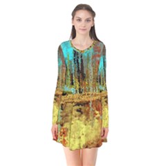 Autumn Landscape Impressionistic Design Flare Dress