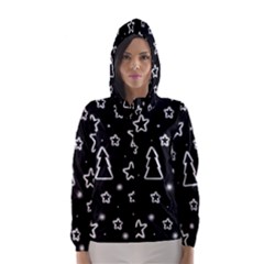 Black And White Xmas Hooded Wind Breaker (women) by Valentinaart