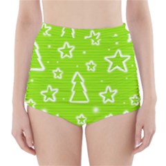 Green Christmas High-waisted Bikini Bottoms by Valentinaart