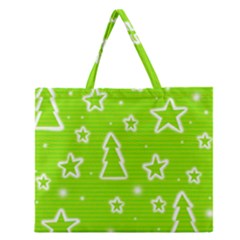 Green Christmas Zipper Large Tote Bag by Valentinaart