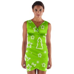 Green Christmas Wrap Front Bodycon Dress